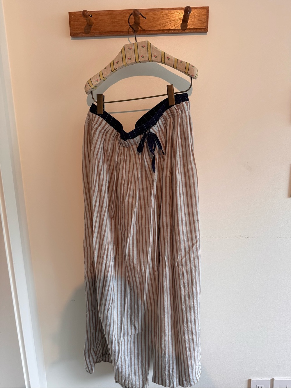 By Anthropologie Mixed Stripe Cotton Wide Leg Pants L